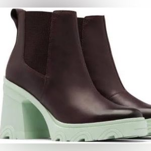 Sorel Women Boots Brex Heel Waterproof Leather Chelsea Platform Chunky Size 9